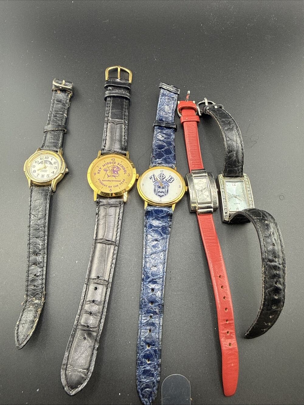 Watch Lot Mixed Leather Bands Condition Unknown